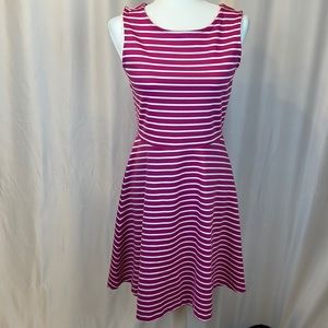 Talbots - Pink & White Sleeveless Fit & Flare Dress, Size M.